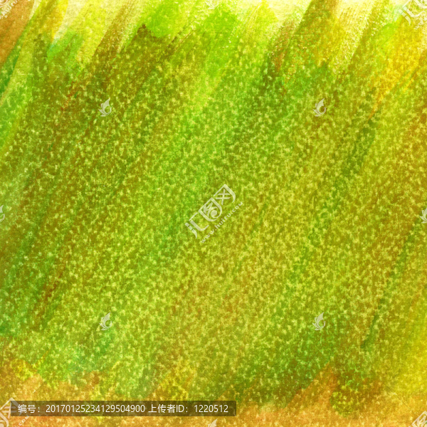 綠色；黃色和褐色片狀手繪水彩抽象與劃痕紋理；自制