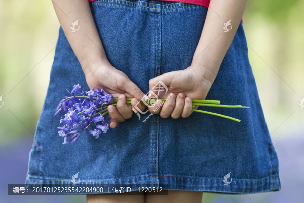 一束花的小女孩