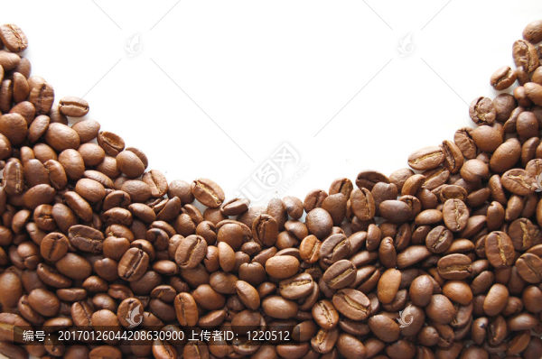 白色背景上的咖啡豆