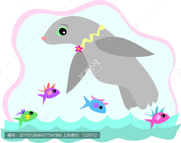 海豹游泳與魚(yú)