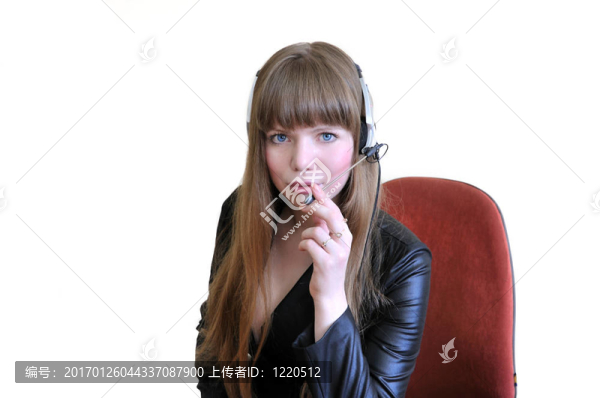 女接線員用耳機超白。