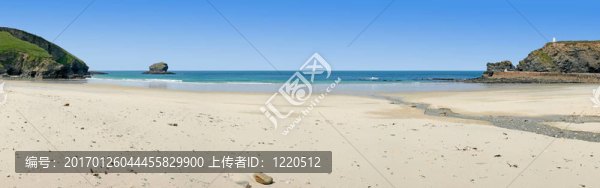 康沃爾波特里斯海灘盡收眼底；英國。