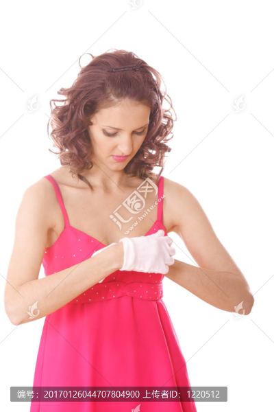 粉紅的年輕女人