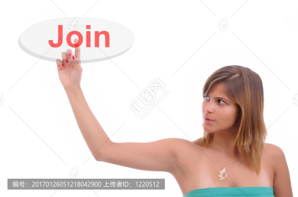 年輕的bussinesswoman；按鍵
