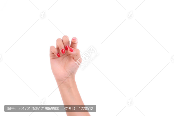 女人的手指按壓鍵-在白色背景上孤立