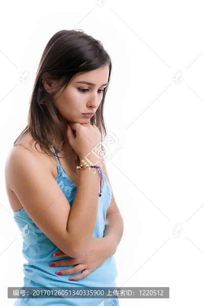 年輕的悲傷女孩肖像