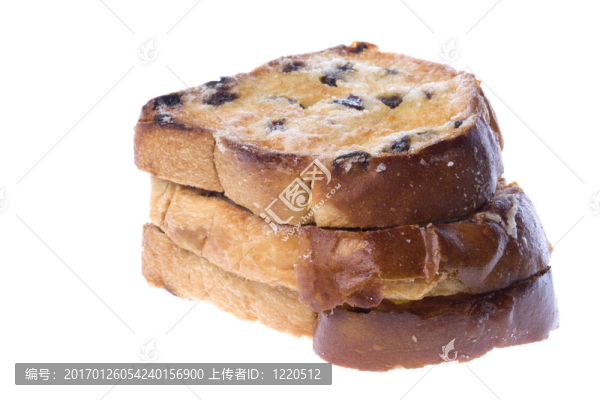 烤葡萄面包片分離