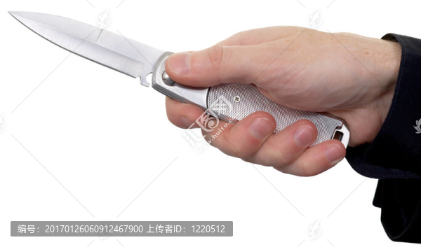 用刀在白色的手上