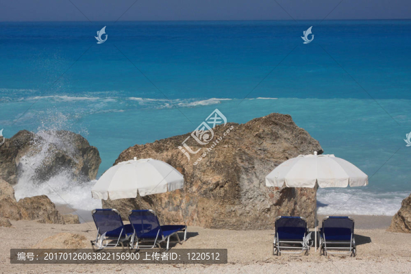 在希臘的愛奧尼亞萊夫卡斯島海灘