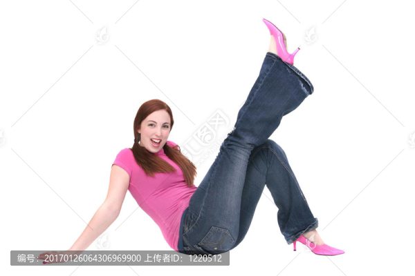 女人在粉紅色的