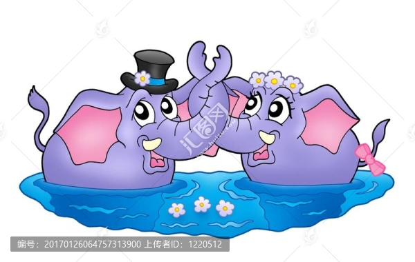 兩頭大象在水里