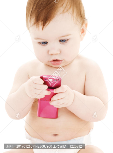 帶手機的嬰兒
