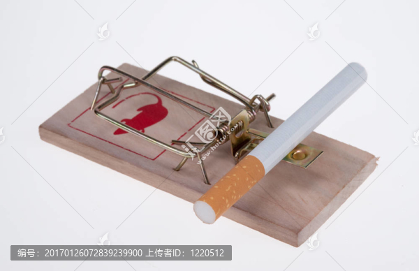 在一個鼠標陷阱上的香煙