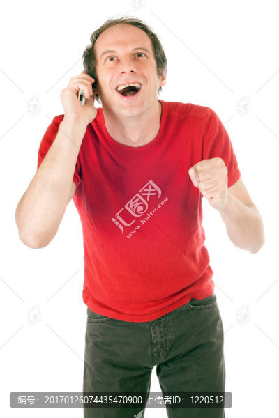 幸福的男人在電話里