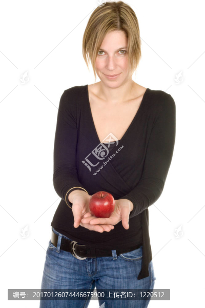 可愛(ài)的金發(fā)控股蘋(píng)果