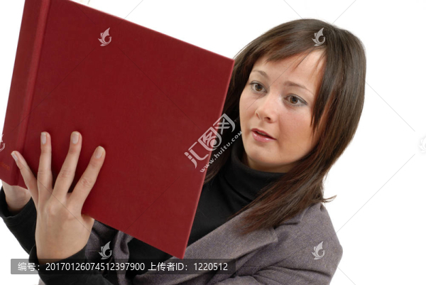 女性閱讀白色背景