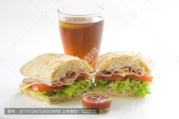 火腿芝士生菜番茄三明治