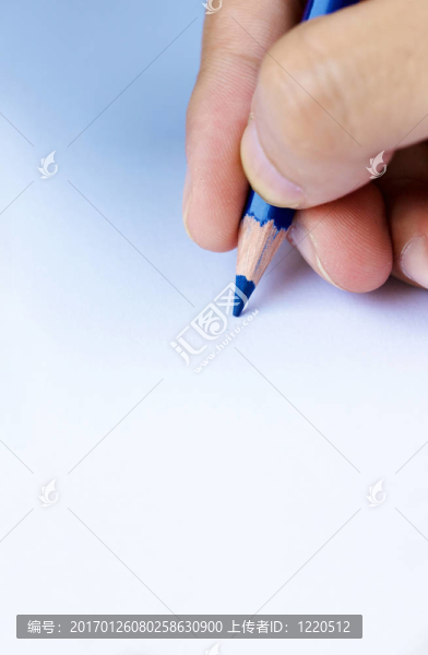 用藍色鉛筆畫