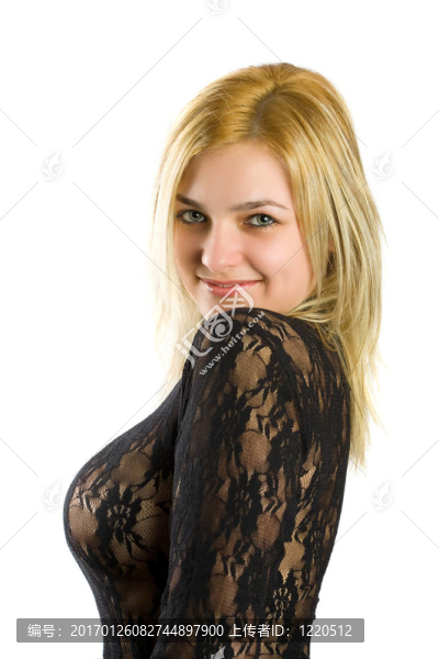 性感的金發(fā)女郎在魚網(wǎng)上衣