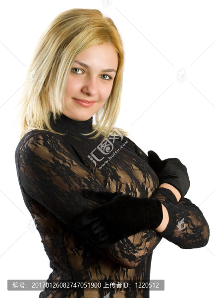 性感的金發(fā)女郎在魚網(wǎng)上衣
