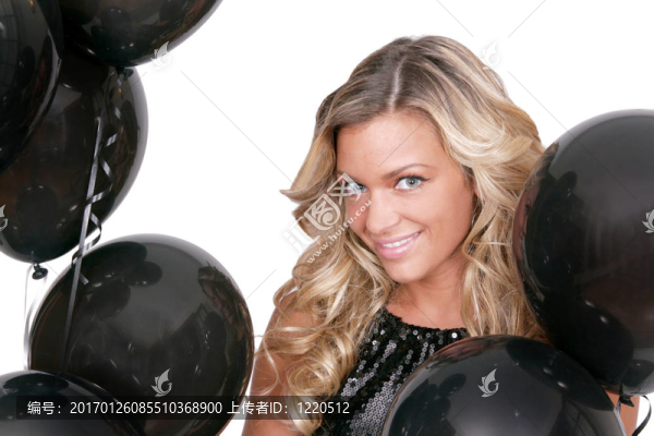 性感的女人和氣球