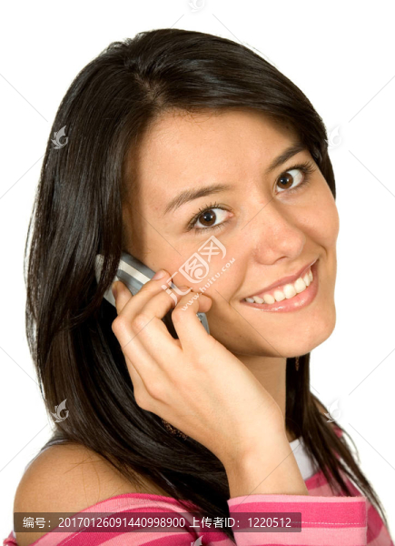 漂亮女孩在電話里