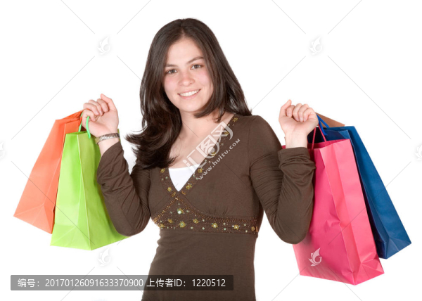 帶購(gòu)物袋的漂亮女孩
