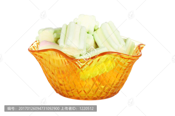 在玻璃碗里的粉紅色棉花糖
