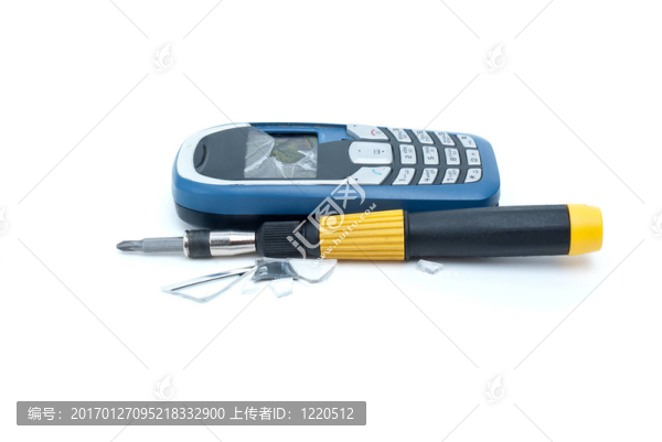 碎手機(jī)和螺絲刀