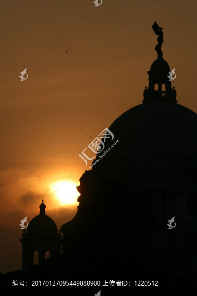 維多利亞紀念剪影；加爾各答；印度