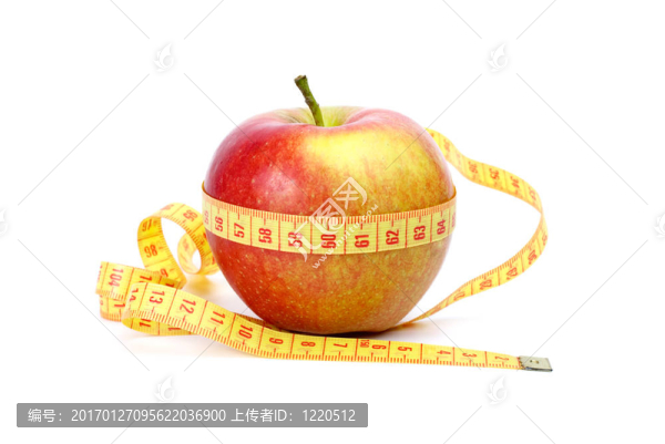 黃紅蘋果和卷尺