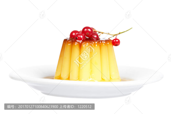 奶油焦糖甜點與紅醋栗