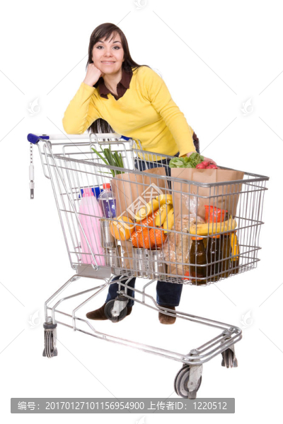 帶購物車的女人