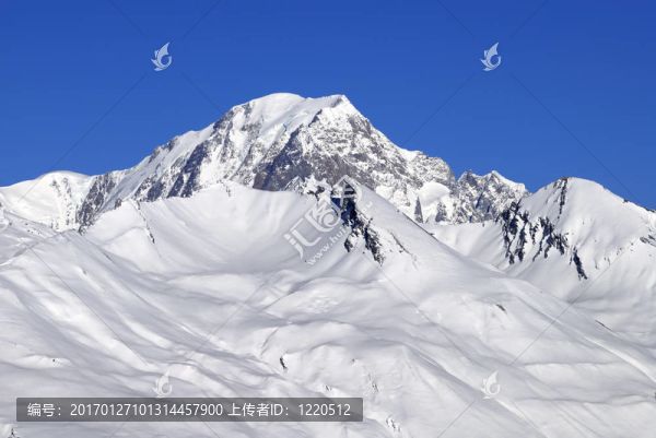 Mont,Blanc；法國阿爾卑斯山脈；從Les,Arcs,1950