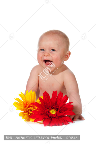 嬰兒與鮮花