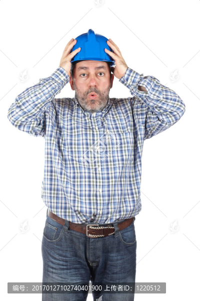 驚訝的建筑工人