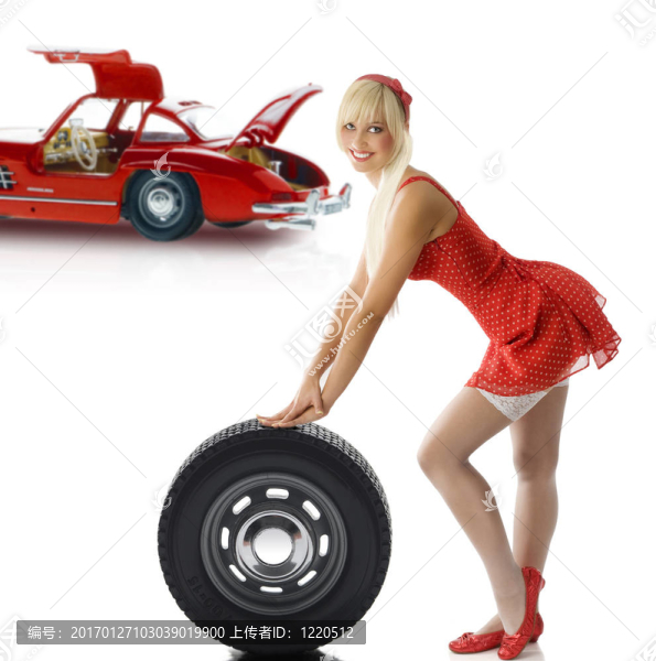 金發(fā)美女在紅