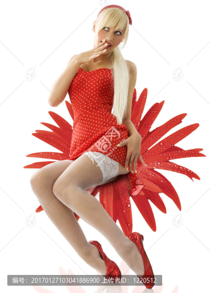 金發(fā)美女在紅