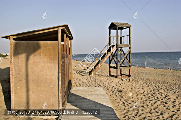 希臘救生塔和小屋
