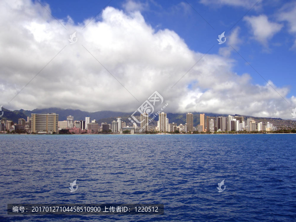 威基基海灘的海岸線；瓦胡島；夏威夷