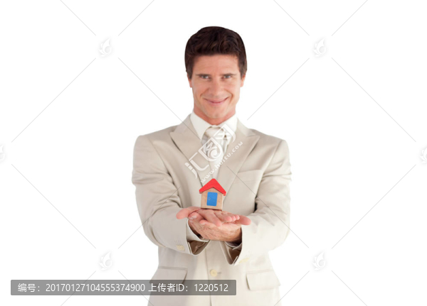 商人拿著房子