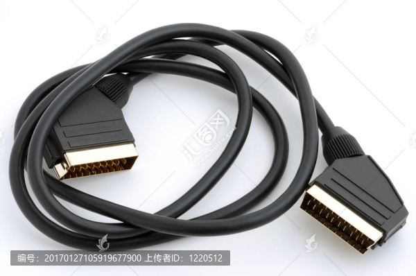 SCART電纜孤立在白色背景