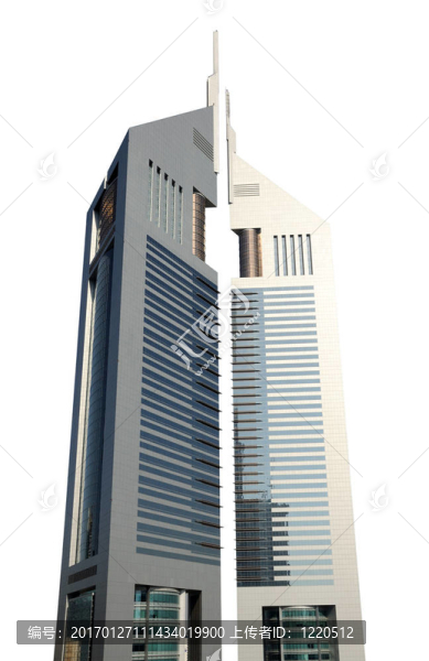 白色背景下的阿聯(lián)酋塔。迪拜；阿拉伯聯(lián)合酋長(zhǎng)國(guó)