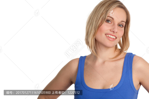迷人的休閑女人微笑