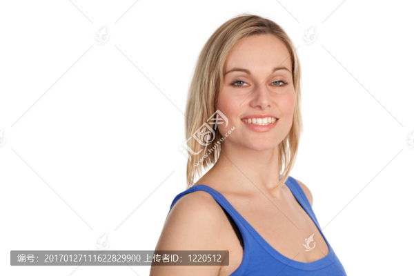 迷人的休閑女人微笑