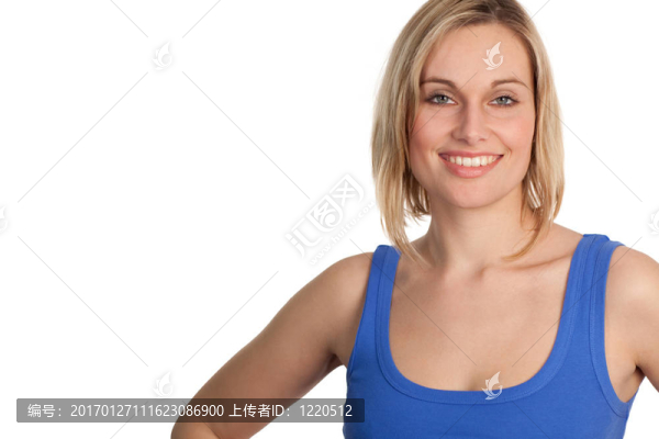 迷人的休閑女人微笑