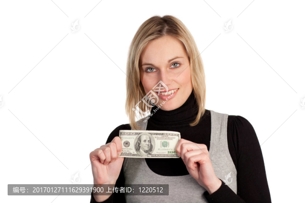 buinesswoman持有美元