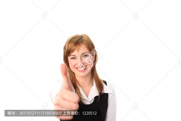 商業(yè)女人用她的拇指上