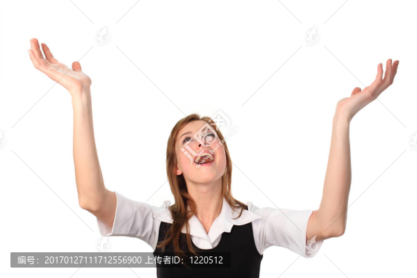 手在空氣中的商業(yè)女人