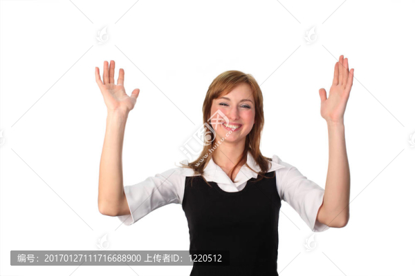 手在空氣中的商業(yè)女人